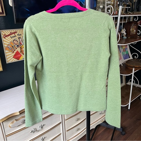 Green Lambswool Floral Embroidered Cardigan Medium - Picture 7 of 7